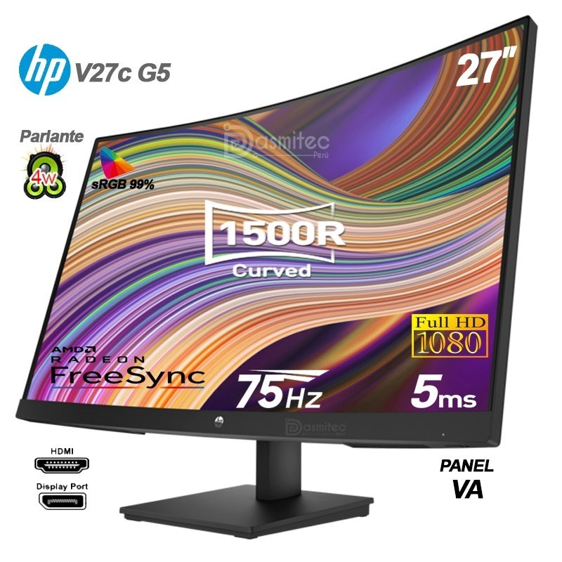 HP V27c G5 curvo 27" Full HD 75 Hz HDMI, DisplayPort
