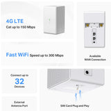 TP-link router inalambrico Mercusys 4G LTE de 300 mbps-MB110-4G