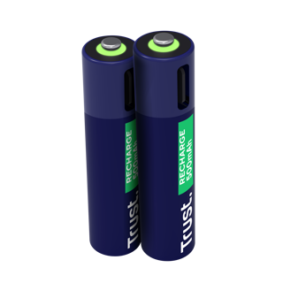 Trust pilas AAA recargables en USB-C azul - 25585
