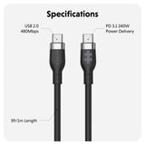 Targus cable de carga hyper USB-C 2.0  silicona 240W 3.3' negro - HJ4001BKGL