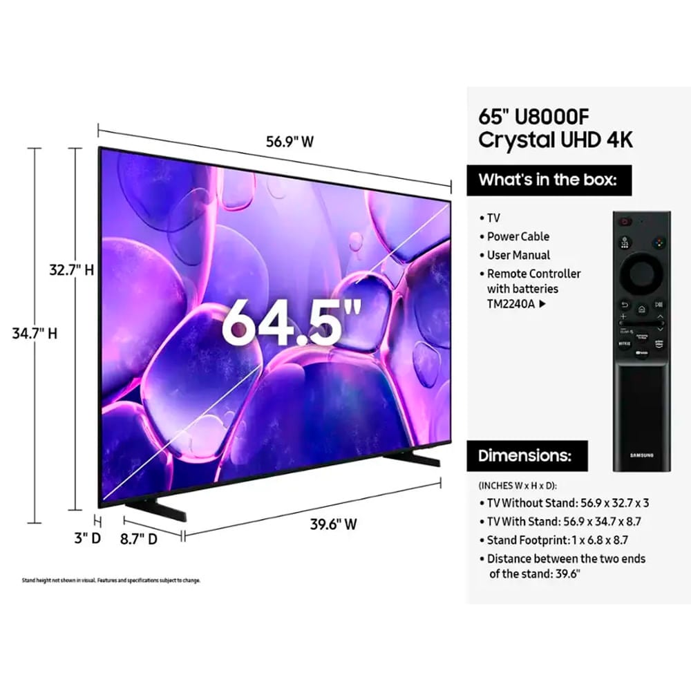 Smart TV 65" Crystal UHD 4K U8000F 2025