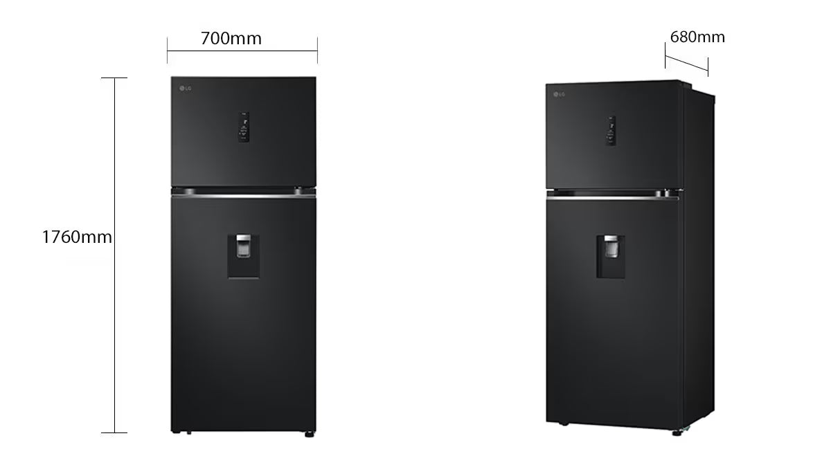 LG Refrigeradora Top Freezer de 383L (Net) / 423L (Gross) Smart Inverter & ThinQ™, color Negro Mate VT40APD