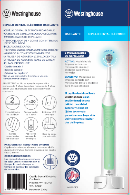 Westinghouse cepillo dientes eléctrico verde recargable WHTBO10