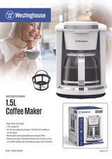 Westinghouse cafetera 12 tz con filtro blanca - WKCMYD19WH