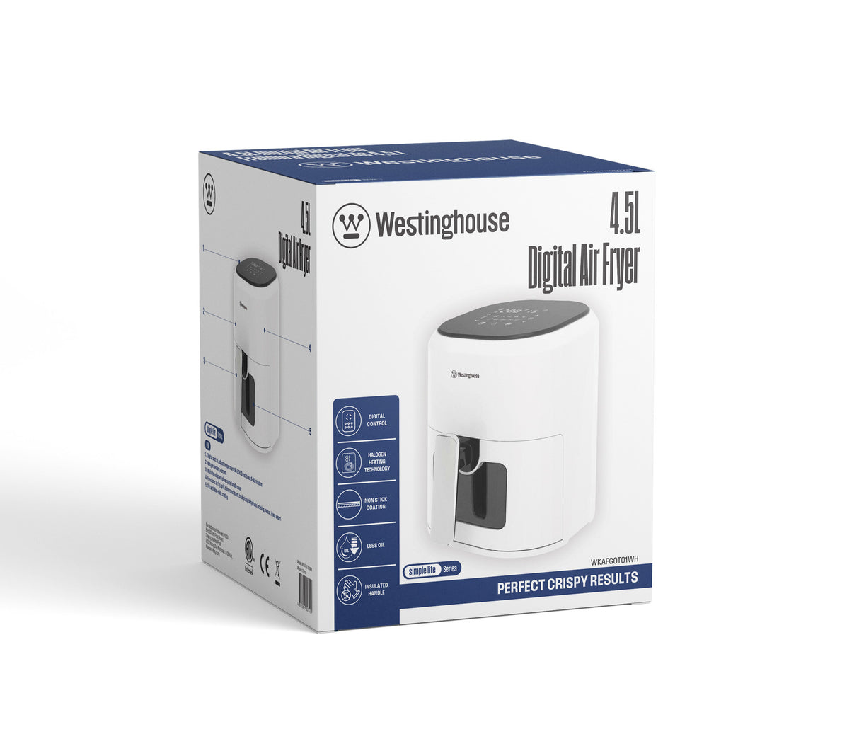 Westinghouse freidora de aire digital 4.5L color blanco - WKAFGOT01WH