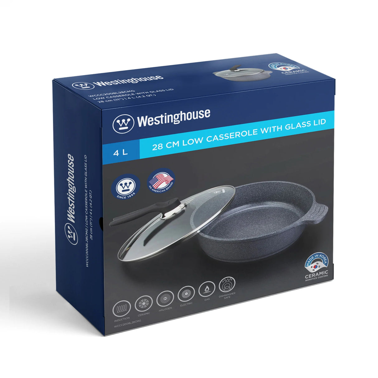 Westinghouse Caserola baja 4L tapa vidrio cerámica 5th generación WCCC2008L28CMG