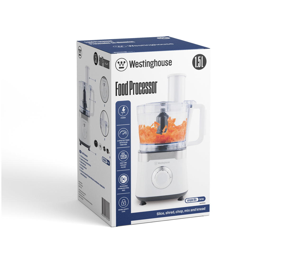 Westinghouse Procesador de Alimentos 400W 1.5L  2 Vel blanco - WKFP001
