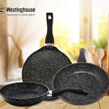 Westinghouse juego sartenes 3 piezas aluminio forjado acabado en mármol antiadherente - WCCS000903DMBB