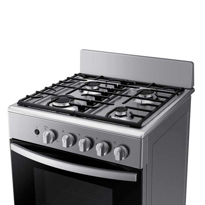 Estufa Gas 4 Quemadores con termostato Plateado