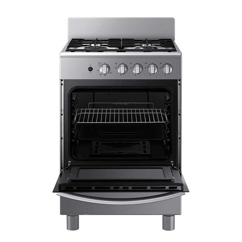 Estufa Gas 4 Quemadores con termostato Plateado