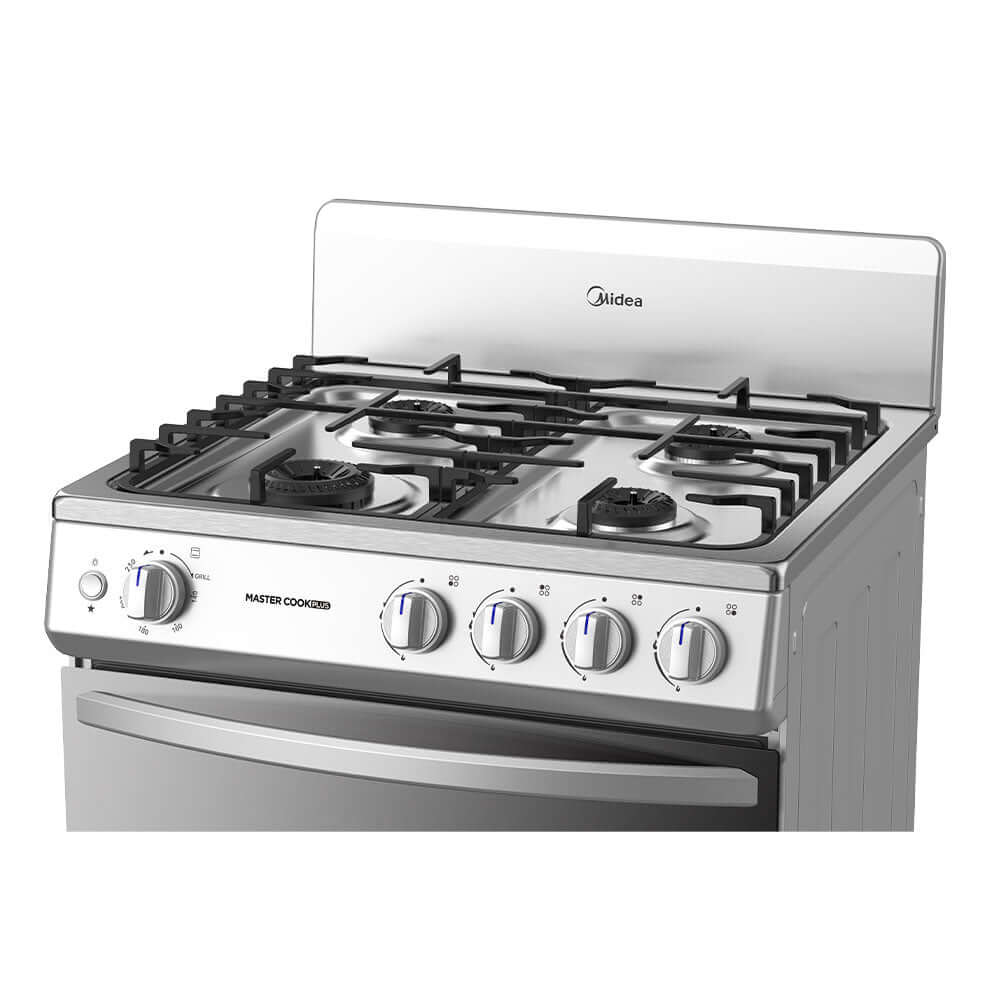 Midea cocina a gas 24 pulgadas 4 quemadores hierro fundido MGS24FS1BIABG
