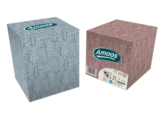 Amoos pañuelos faciales de papel desechable cubo cosmetico 70 X 2 capas caja de 24unds - F622701